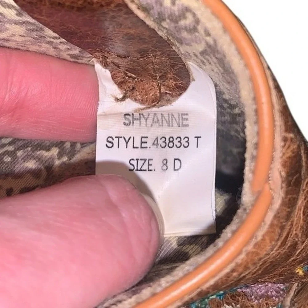 Shyanne Cowboy Boots‎ Kids 8 D Brown Leather Floral Embroidered 43833 T Boho